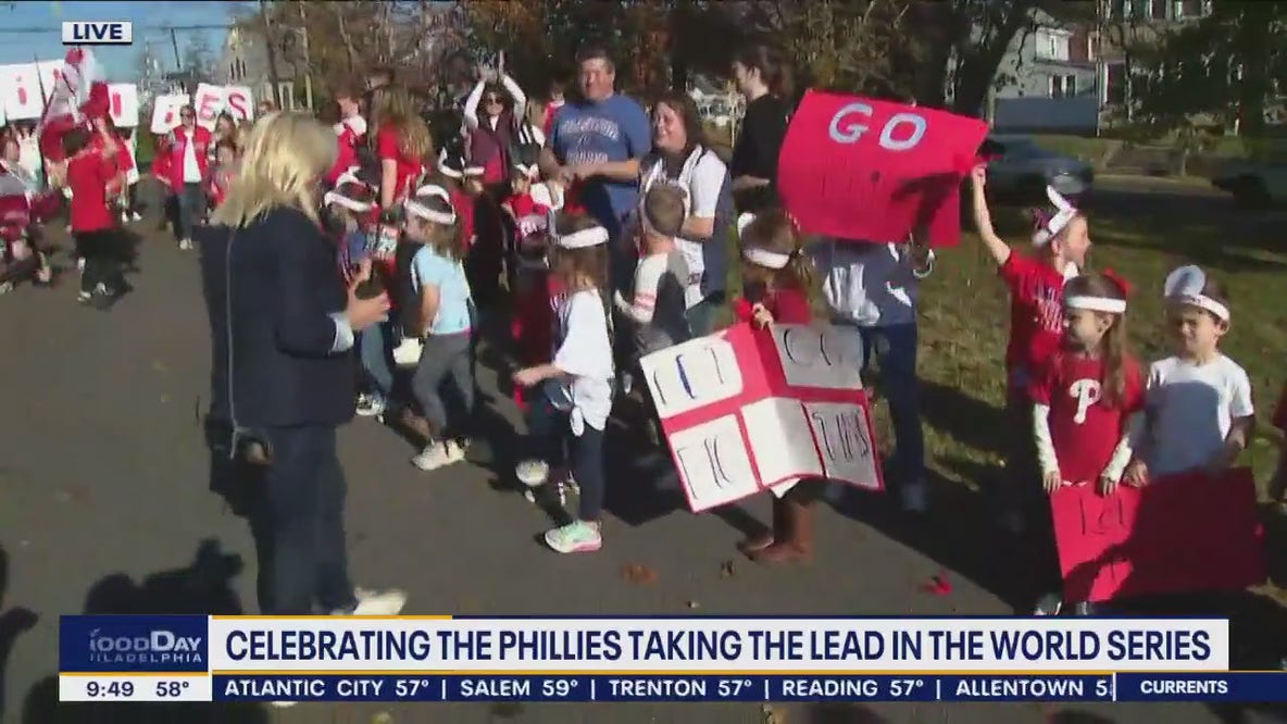 Holy Angels Catholic School celebrates the Phillies win, cheer them on for Game 4